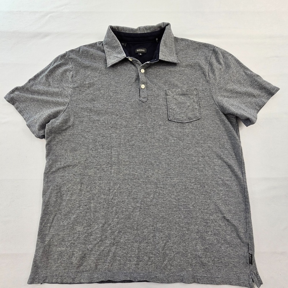 Buffalo David Britton Gray Short Sleeve Pocket Polo Shirt Men's XL